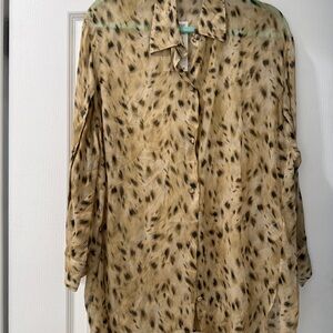 Zara Tan and Black Patterned Blouse